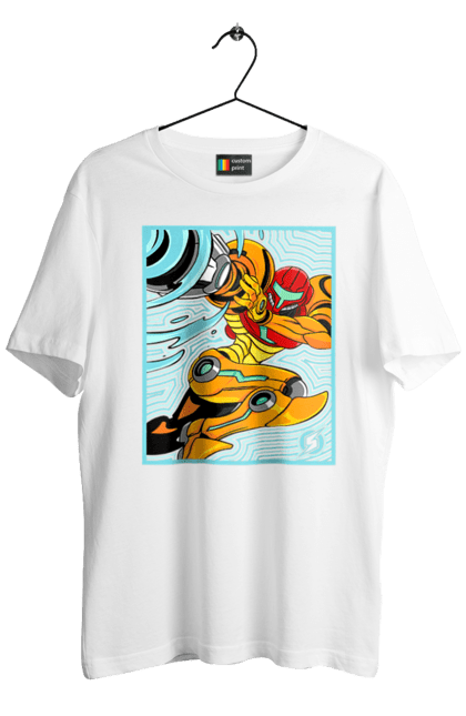 Men's t-shirt with prints Metroid Samus Aran. Game, head hunter, heroine, metroid, power suit, samus aran, video game. 2070702