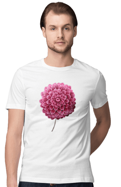 Футболка чоловіча з принтом "Рожева, велика квітка". Букет, весна, квіти, квітка, рожева квітка. PrintMarket - інтернет-магазин одягу та аксесуарів з принтами плюс конструктор принтів - створи свій унікальний дизайн