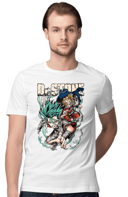 Men's t-shirt with prints Dr. Stone Senku and Ryuusui. Anime, dr. stone, ishigami, manga, ryuusui, ryuusui nanami, senku, senku ishigami. 2070702