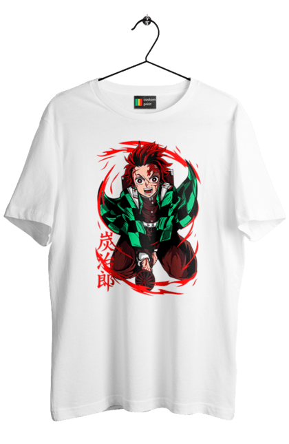 Men's t-shirt with prints Demon Slayer Tanjiro. Anime, demon slayer, kamado tanjiro, manga, tanjiro. 2070702