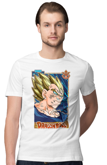 Футболка чоловіча з принтом "Перли дракона Вегета". Anime, dragon ball, goku, majin vegeta, manga, vegeta, аніме, вегета, манга, перли дракона. 2070702