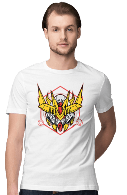 Men's t-shirt with prints Gundam Barbatos Lupus Rex. Anime, asw g 08, barbatos lupus rex, game, gundam, manga, robot, video game, war. 2070702