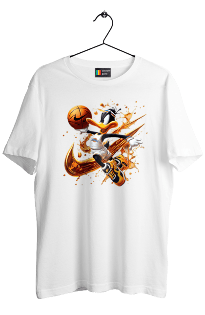 Men's t-shirt with prints Daffy Duck Nike. Cartoon, character, daffy duck, duck, looney tunes, merrie melodies, nike, warner brothers. 2070702