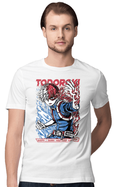 Футболка чоловіча з принтом "Моя геройська академія Шьото Тодорокі". My hero academia, shoto todoroki, todoroki, академія юей, аніме, манга, моя геройська академія, тодорокі, шьото, шьото тодорокі. 2070702