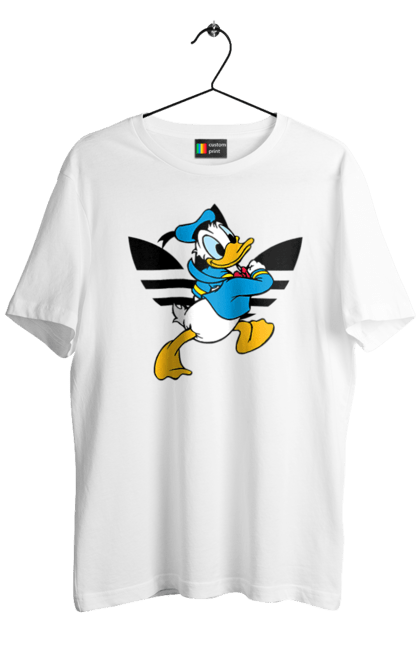 Футболка мужская с принтом Adidas Дональд Дак. Adidas, daisy duck, donald duck, адидас, дейзи дак, дональд дак, мультсериал, мультфильм. 2070702