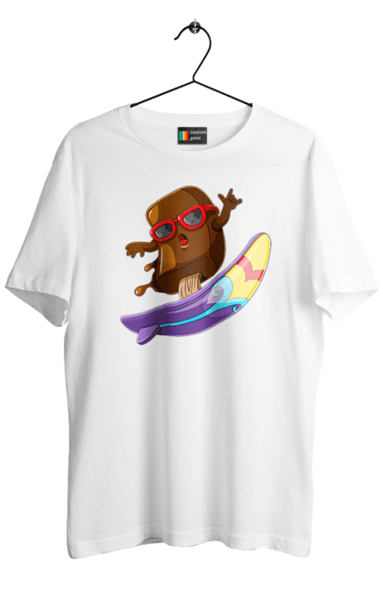 Футболка чоловіча з принтом "Мороженко На Серфі". Літо, морозиво, окуляри, серфінг. 2070702