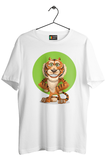 Men's t-shirt with prints Handsome tiger. Animal, beast, big cat, nature, portrait, predator, stylization, tiger, view, wild. CustomPrint.market