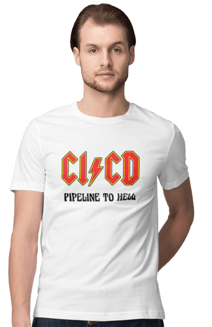 Футболка чоловіча з принтом "CI/CD pipeline to hell". Cicd, cicd pipeline, devops, pipeline, інженер, програмне забезпечення, програмування, розробка, розробка по. 2070702