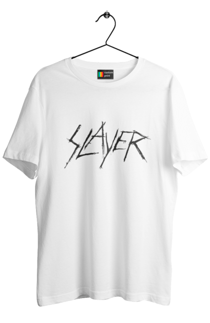 Футболка мужская с принтом Slayer. Slayer, грув-метал, група, метал група, музыка, ню-метал, спид-метал, трэш-метал, череп. 2070702