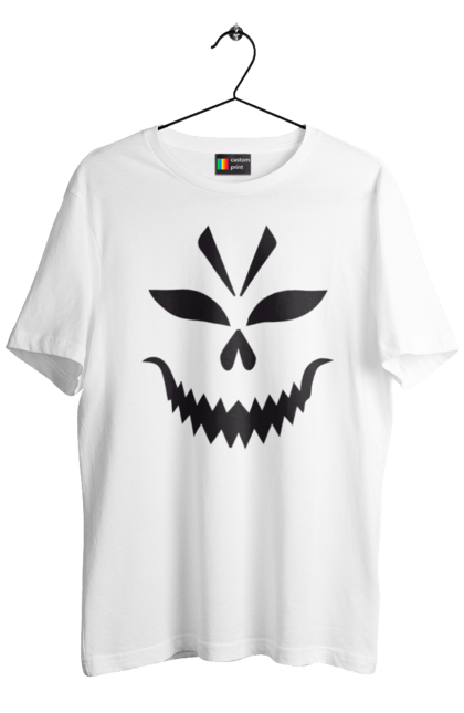 Men's t-shirt with prints Halloween pumpkin face. Costume, halloween, holiday, october, october 31, pumpkin, scary, sweets, trick or treat. 2070702