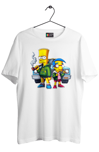 Men's t-shirt with prints Bart Breaking Bad. Bart, breaking bad, cartoon, character, laboratory, milhouse, serial, simpson, simpsons. 2070702