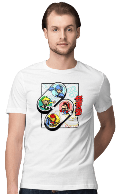 Men's t-shirt with prints Nintendo. Games, mario, mario, mega man, metroid, nintendo, prefix, zelda. 2070702