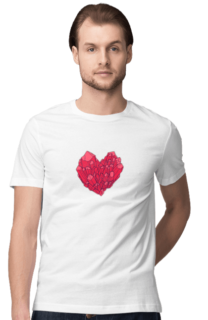 Футболка чоловіча з принтом "Кришталеве серце". Для закоханих, кришталь, любов, романтика, романтичне, серце. ART принт на футболках