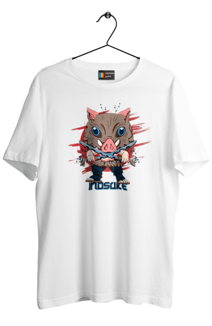 Men's t-shirt with prints Demon Slayer Inosuke. Anime, demon slayer, inosuke, inosuke hashibira, kimetsu no yaiba, manga. 2070702