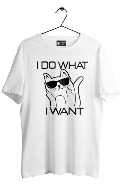 Men's t-shirt with prints I do what I want. Cat, gesture, glasses, i don`t care. 2070702