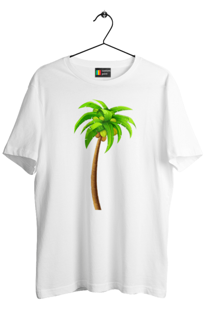Футболка чоловіча з принтом "Пальма". Дерево, кокос, мальдіви, пальма, пляж. Big Cloud