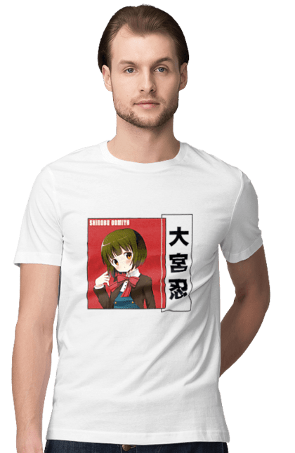 Men's t-shirt with prints Kiniro Mosaic Shinobu Omiya. Anime, gold mosaic, kiniro mosaic, kinmoza, manga, shinobu, shinobu omiya. 2070702