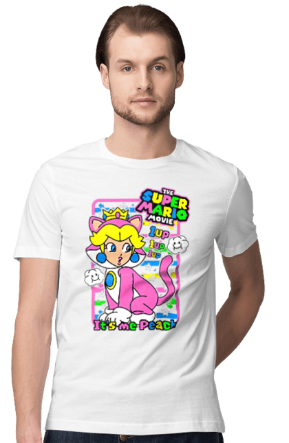 Men's t-shirt with prints The Super Mario Bros. Movie Princess Peach. Character, game, mario, mario bros, movie, nintendo, princess peach, super mario bros. 2070702