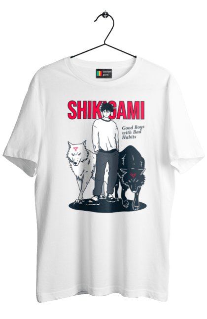 Men's t-shirt with prints Jujutsu Kaisen Megumi. Anime, dark fantasy, fushiguro, fushiguro megumi, jujutsu kaisen, magic battle, manga, megumi, mystic. 2070702