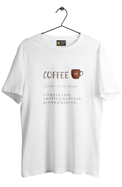 Футболка чоловіча з принтом "Coffee". Бохо, визначення, кава, мінімалізм, напис, чашка. Loyena Shop