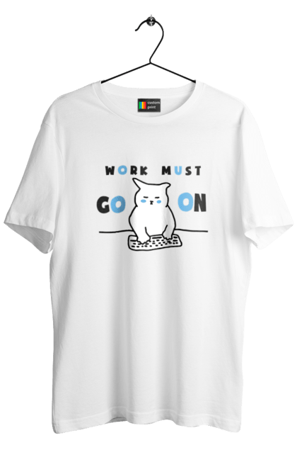 Футболка чоловіча з принтом "Робота не вовк". Айті, кіт, коти, котики, робота. 2070702