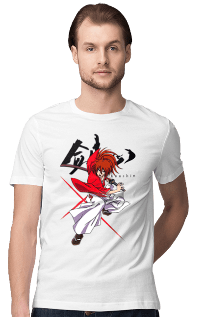 Men's t-shirt with prints Rurouni Kenshin Himura. Anime, himura kenshin, kenshin himura, manga, rurouni kenshin, samurai, samurai x. 2070702