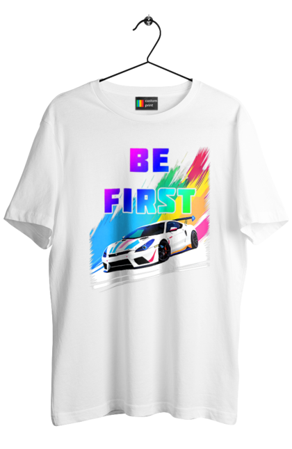 Футболка чоловіча з принтом "Гонка". Автомобільний, гонка, спортивна машина, спортивний автомобіль. 2070702