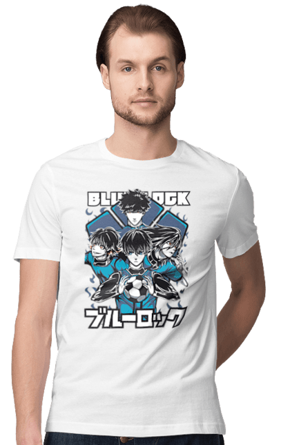 Men's t-shirt with prints Blue Lock. Anime, blue lock, blue prison, manga, sport, sports anime. 2070702