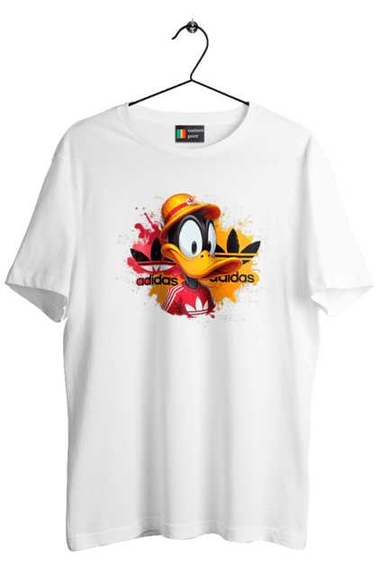 Men's t-shirt with prints Daffy Duck Adidas. Adidas, cartoon, character, daffy duck, duck, looney tunes, merrie melodies, warner brothers. 2070702