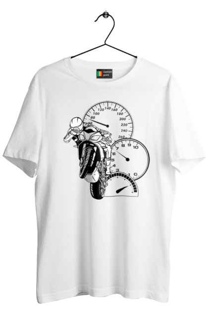 Футболка чоловіча з принтом "Мотоцикл Швидкість Чорний". Мото, мотоцикл, розгін, швидкість. 2070702