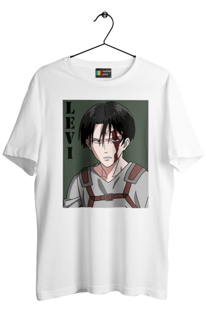 Футболка чоловіча з принтом "Атака Титанів Леві Аккерман". Attack on titan, аніме, атака титанів, бойовик, драма, леві акерман, манга, постапокаліптика, темне фентезі. PrintMarket - інтернет-магазин одягу та аксесуарів з принтами плюс конструктор принтів - створи свій унікальний дизайн