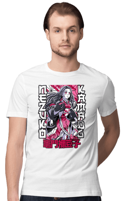 Men's t-shirt with prints Demon Slayer Nezuko. Anime, demon slayer, kimetsu no yaiba, manga, nezuko, serial. 2070702
