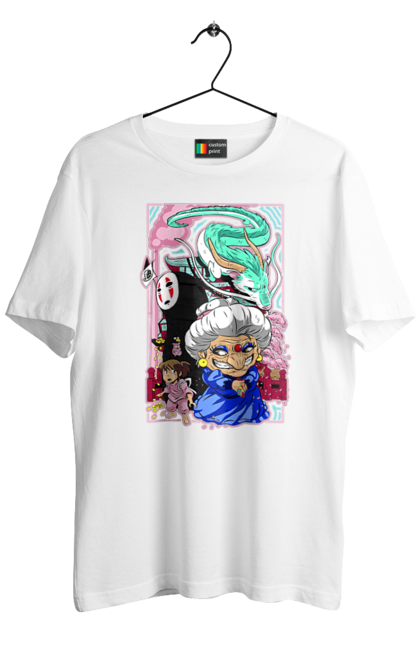 Men's t-shirt with prints Spirited Away. Chihiro, chihiro ogino, dragon, faceless, haku, kaonashi, spirited away, studio ghibli. 2070702