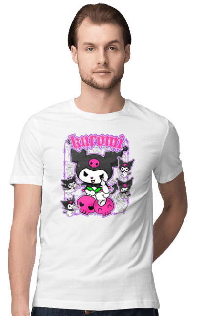 Men's t-shirt with prints Hello Kitty Kuromi. Anime, character, hello kitty, kuromi, my melody, sanrio. 2070702