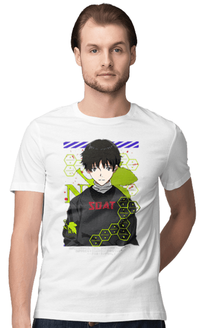 Футболка чоловіча з принтом "Євангеліон". Evangelion, neon genesis evangelion, аніме, єва 01, євангеліон, манга, синдзі, янгол. 2070702