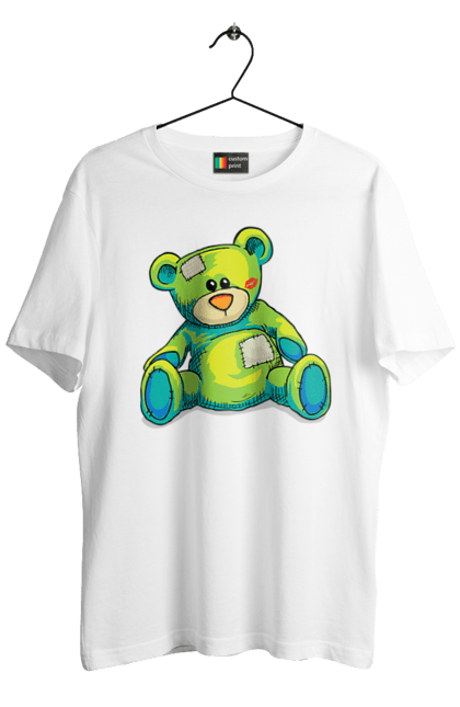 Футболка чоловіча з принтом "Плюшевий ведмедик". Cute, patches, teddy, teddy bear, vintage, ведмедик, іграшка, плюшевий ведмедик, подарунок. 2070702