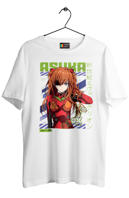 Men's t-shirt with prints Evangelion Asuka. Anime, asuka, asuka langley sorry, eva 02, evangelion, eve, kaoru, manga, ray, shinji. 2070702