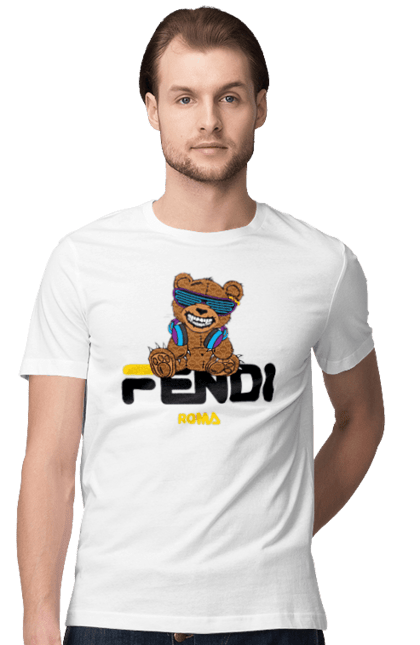 Футболка чоловіча з принтом "Fendi". Fendi, бренд, будинок моди, ведмедик, італія, люкс, мода, одяг, сумка, фенді. 2070702