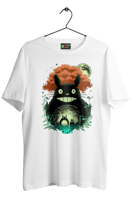 Men's t-shirt with prints Totoro. Adventures, anime, comedy drama, fantasy, film, my neighbor totoro, tv series. 2070702