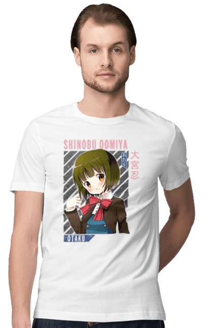 Men's t-shirt with prints Kiniro Mosaic Shinobu Omiya. Anime, gold mosaic, kiniro mosaic, kinmoza, manga, shinobu, shinobu omiya. 2070702