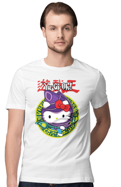 Men's t-shirt with prints Yu Gi Oh! Hello Kitty. Brand, cat, character, hello kitty, kitten, yu gi oh, yugio. 2070702