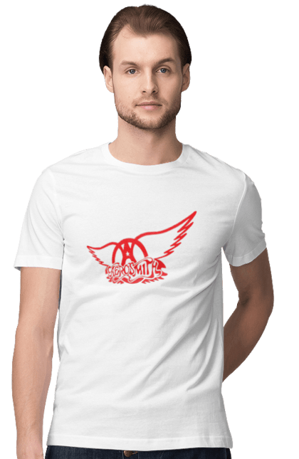 Men's t-shirt with prints Aerosmith. Aerosmith, blues rock, glam rock, group, hard rock, music, rock, rock`n`roll. 2070702