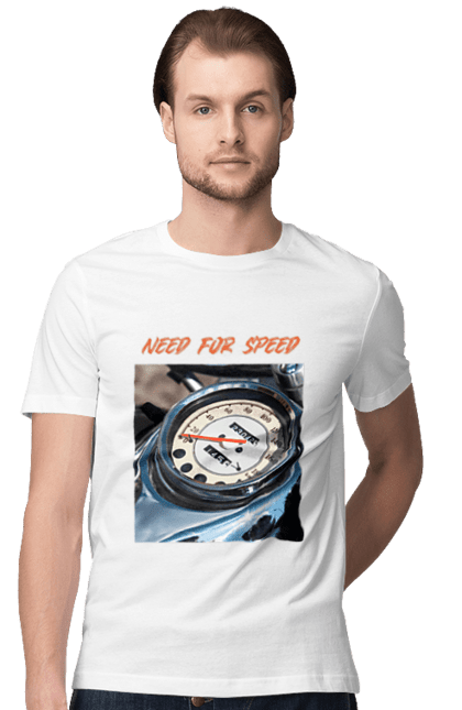 Футболка чоловіча з принтом "Мото 3". Байкер, дорогая, мотоцикл, ретро, скорость, спидометр, стиль жизни. 2070702