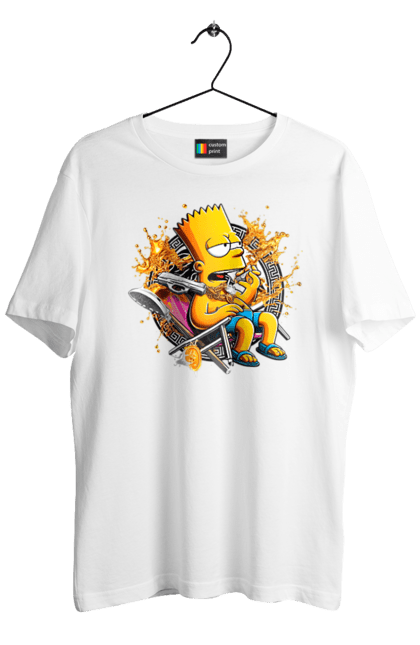 Men's t-shirt with prints Bart Simpson Versace. Bart, cartoon, serial, simpson, versace. 2070702