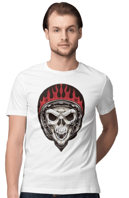 Skull in a motorcycle helmet