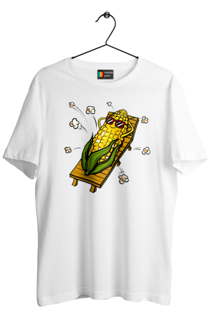 Men`s t-shirt with prints Corn Suns On A Lounger. Corn, lounger, popcorn. 2070702