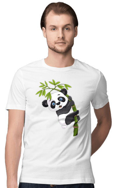 Футболка чоловіча з принтом "Веселий панда арт". Ведмідь, веселий панда арт, панда, панда арт. aslan