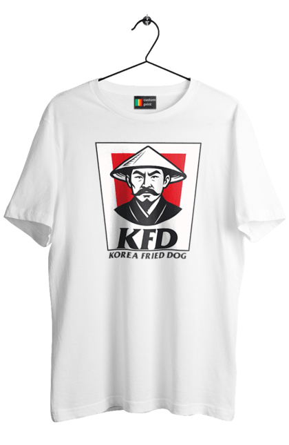 Футболка чоловіча з принтом "Korea Fried Dog". Бренди, гумор, жартівливі, кфц, літні, прикольні, смішні, фаст-фуд. 2070702