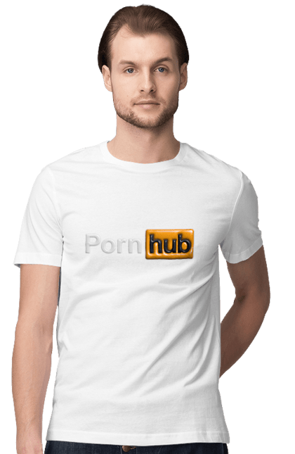 Футболка чоловіча з принтом "Порно Хаб". Гумор, логотип порнохаб, молодіжна, порно хаб, порнхаб. 2070702