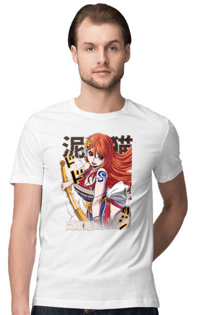 Men's t-shirt with prints One Piece Nami. Anime, cat burglar, manga, nami, one piece, straw hat pirates. 2070702